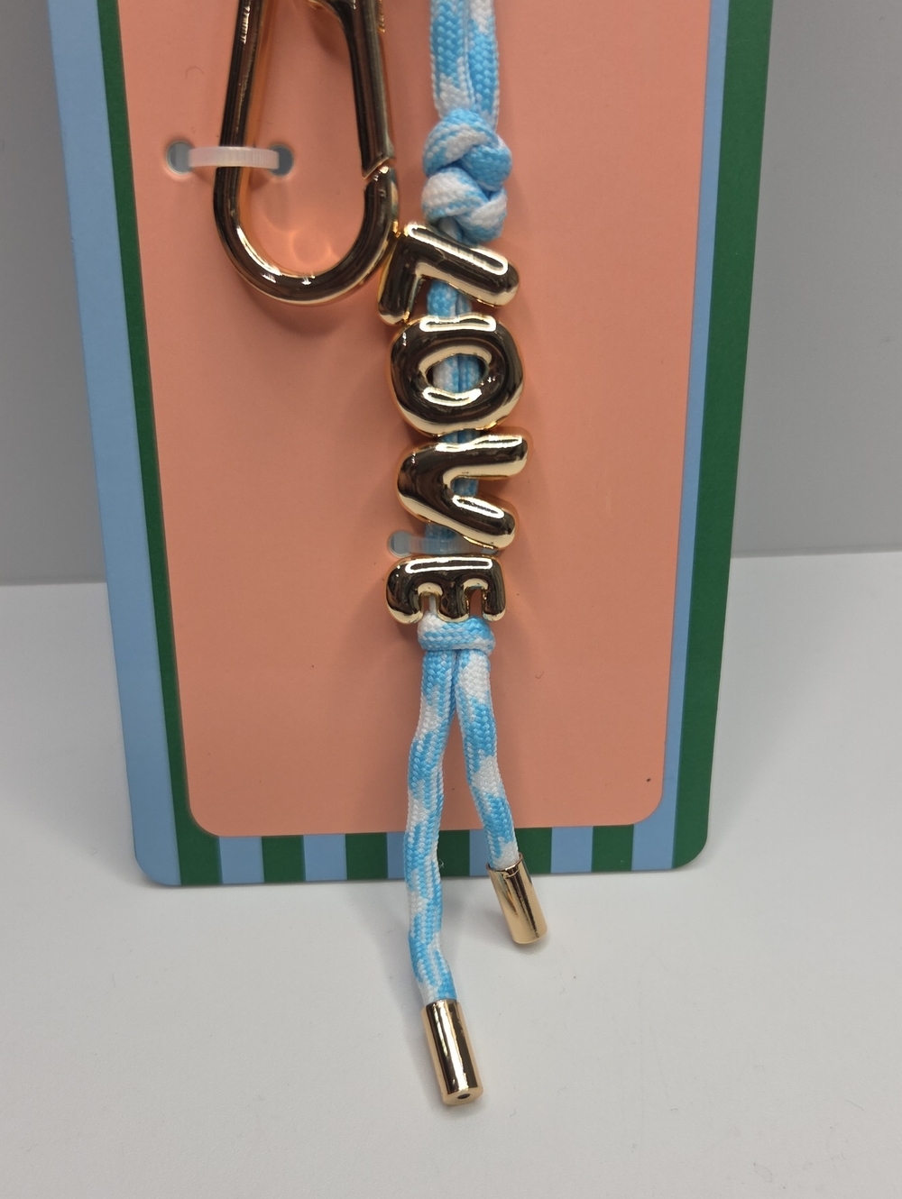 💙▪️Piper K ▪️Blue " LOVE" Bag Charm Key Chain with Gold Hardware - Picture 4 of 6